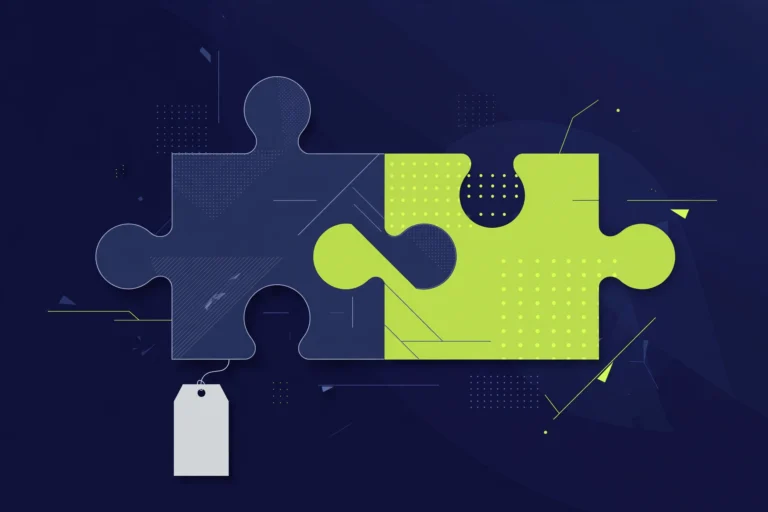 White label partnership concept with interlocking puzzle pieces forming a link chain